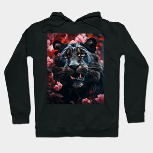 Floral Black Lion Hoodie